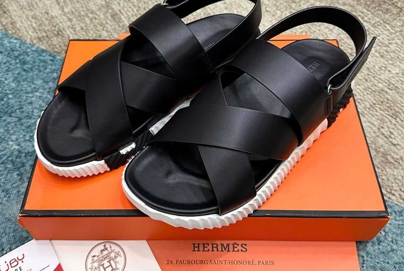Dép Hermès Electric Sandal Black White đen trắng cho nam