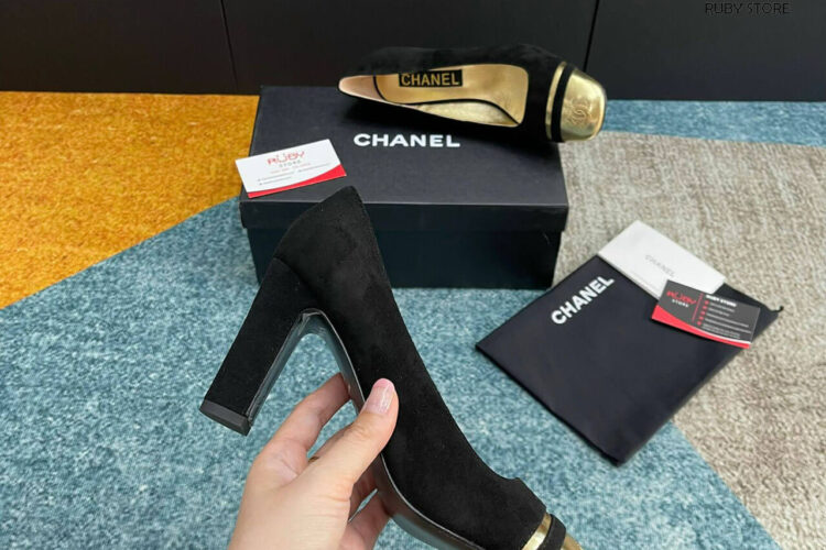 Giày Cao Gót Chanel Black Gold Pump CC Cap Toe Đen Vàng Best Deal (Size 38)