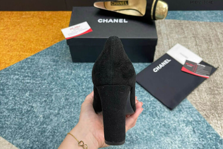 Giày Cao Gót Chanel Black Gold Pump CC Cap Toe Đen Vàng Best Deal (Size 38)