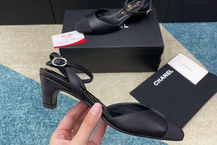 Giày Cao Gót CN Black Slingbacks Cap Toe Màu Đen Best Deal (Size 36)