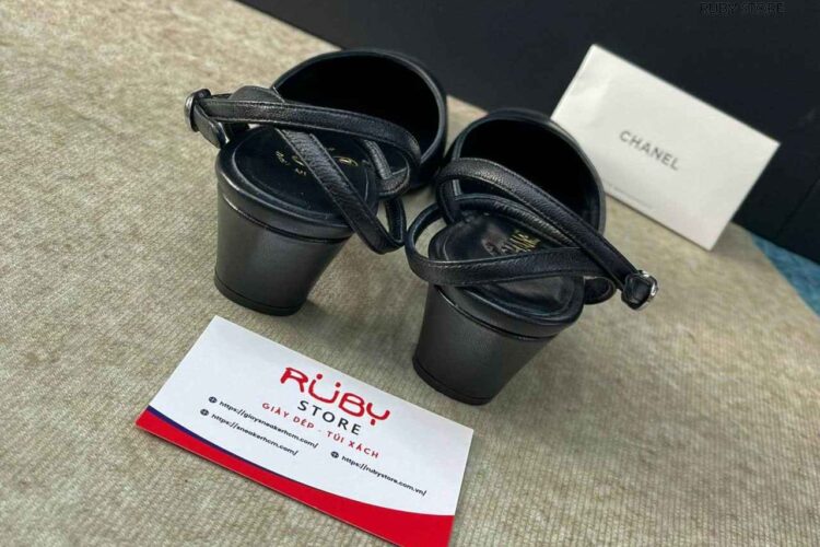 Giày Cao Gót CN Black Slingbacks Cap Toe Màu Đen Best Deal (Size 36)