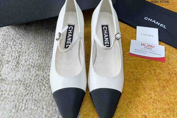 Giày Cao Gót CN White Black Pump Cap Toe Trắng Đen Best Deal (Size 37)