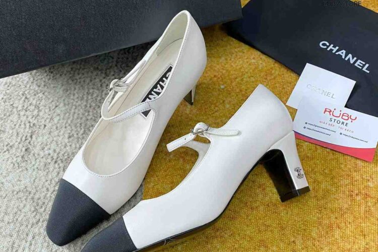 Giày Cao Gót CN White Black Pump Cap Toe Trắng Đen Best Deal (Size 37)