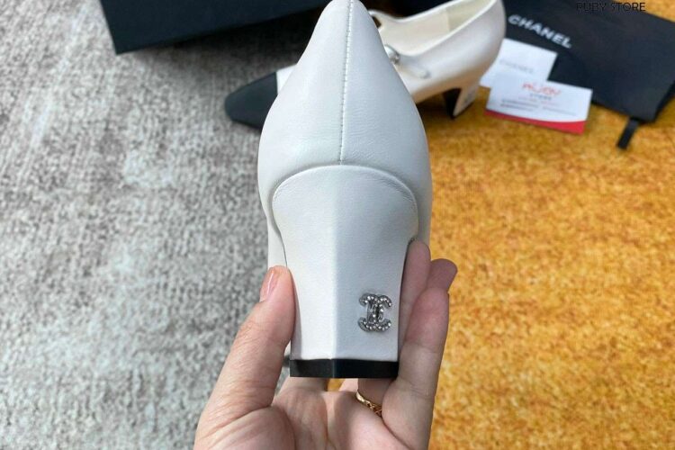 Giày Cao Gót CN White Black Pump Cap Toe Trắng Đen Best Deal (Size 37)