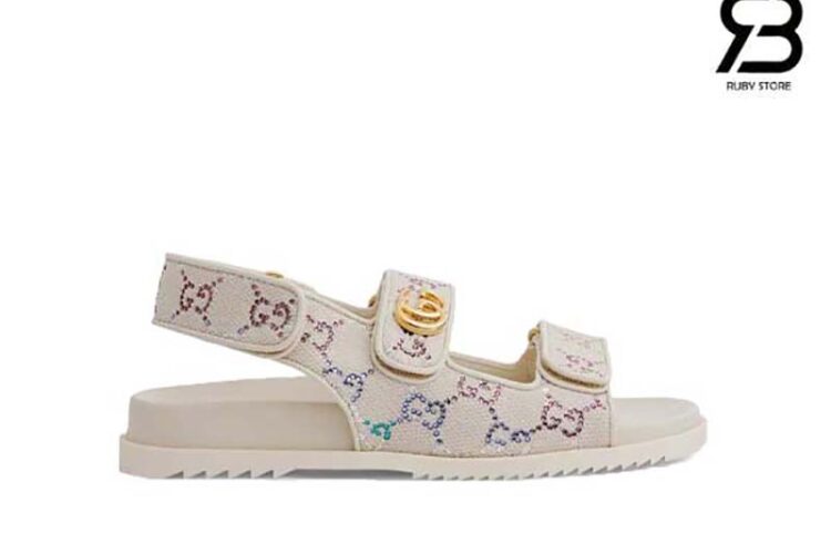 Dép Gucci Sandal With Double G White Multicolor Màu Trắng Best Quality