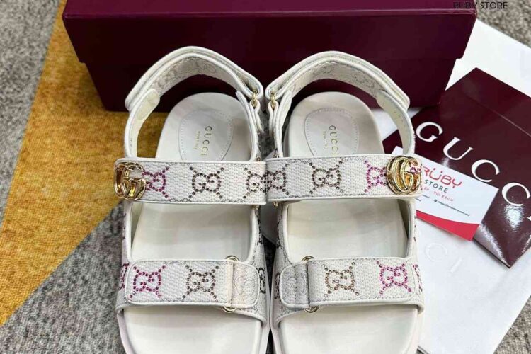 Dép Gucci Sandal With Double G White Multicolor Màu Trắng Best Quality