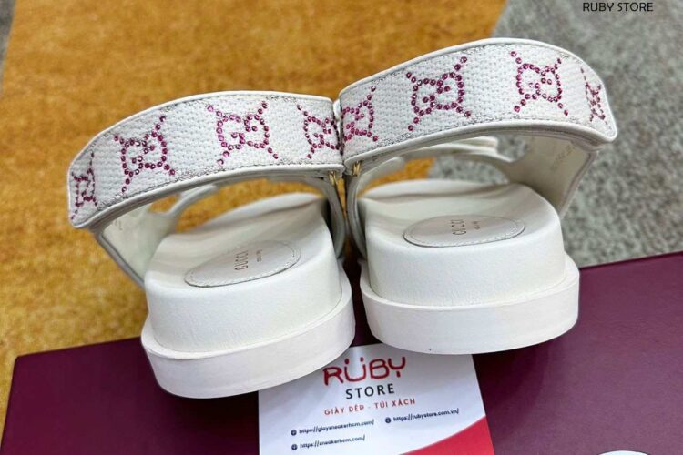 Dép Gucci Sandal With Double G White Multicolor Màu Trắng Best Quality