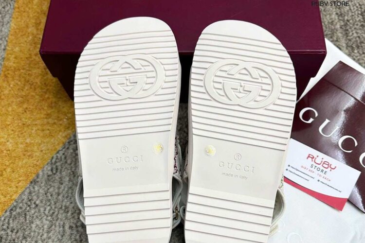 Dép Gucci Sandal With Double G White Multicolor Màu Trắng Best Quality