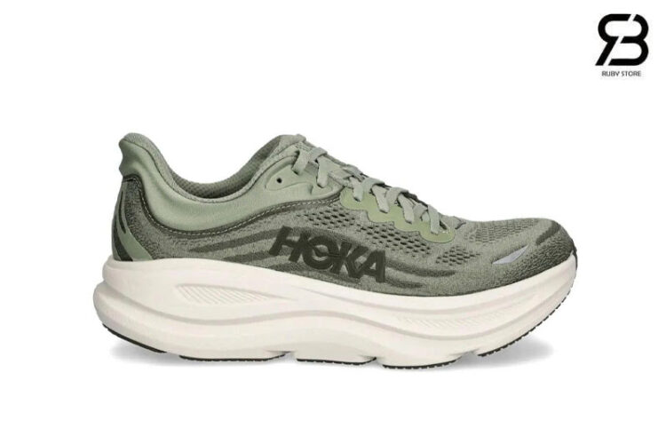 Giày Hoka Bondi 9 Sea Moss Xanh Olive Best Deal