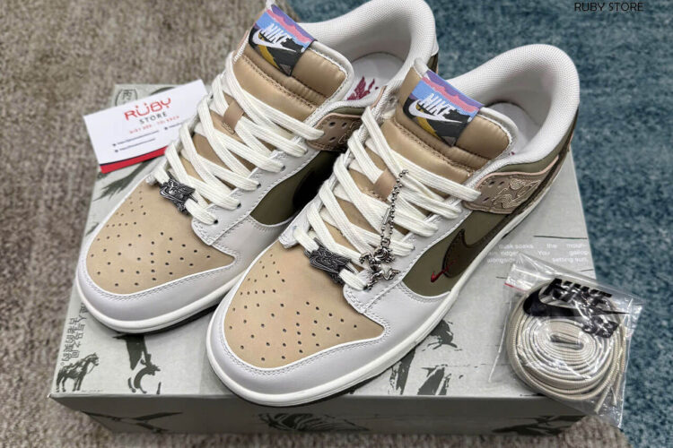 Hình ảnh thực tế mẫu giày SB Dunk màu trắng rêu Best Quality Deal:
