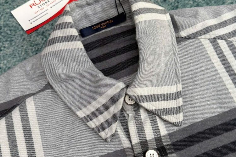 Áo Sơ Mi LV Long-Sleeved Shirt In Cotton Flannel Xám