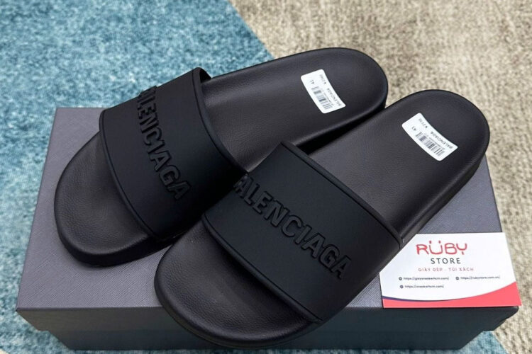 Dép Balenciaga BB Pool Slides Sandal Full Black Màu Đen