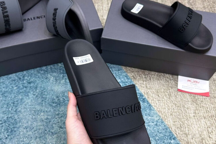 Dép Balenciaga BB Pool Slides Sandal Full Black Màu Đen