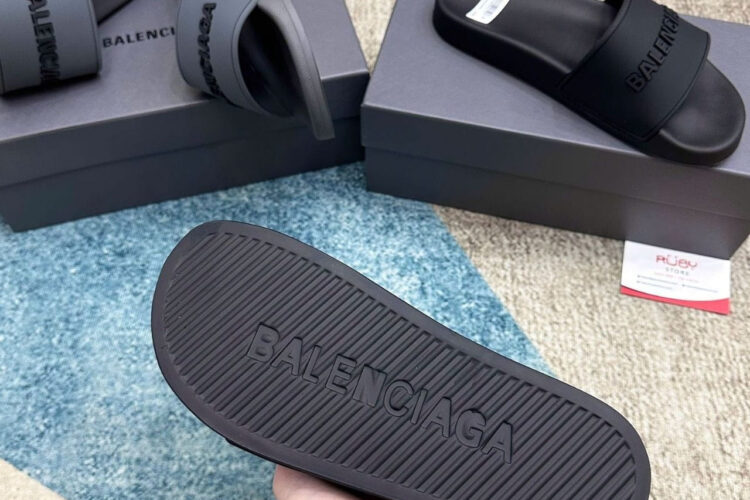 Dép Balenciaga BB Pool Slides Sandal Full Black Màu Đen