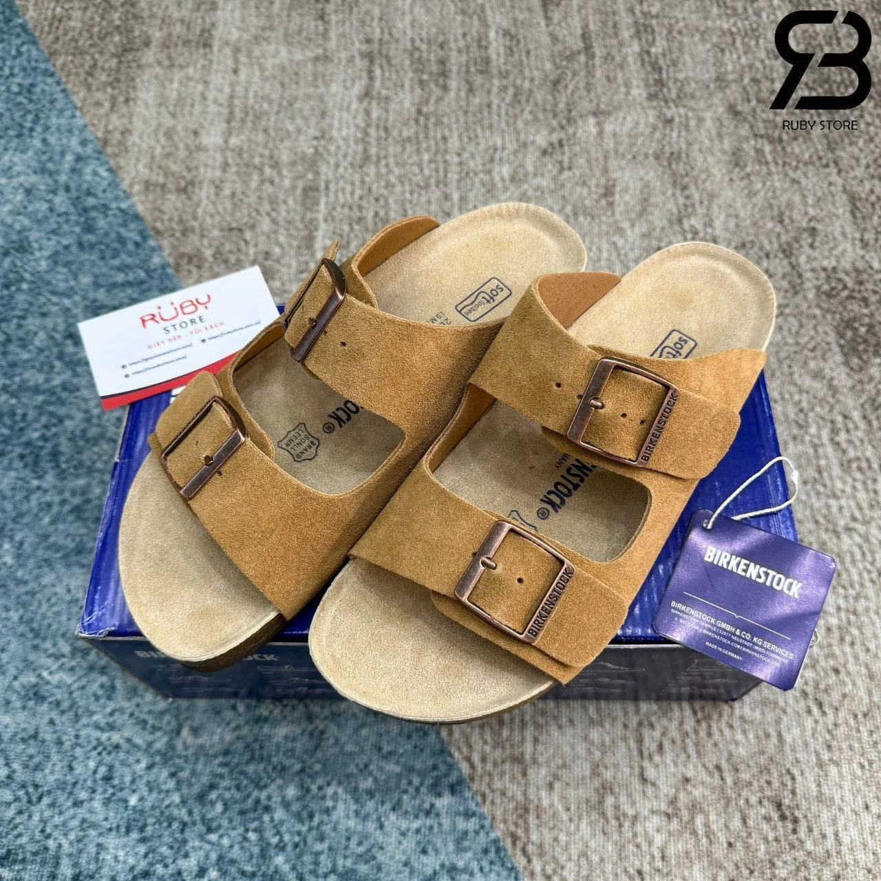 Dép Birkenstock Arizona Soft Footbed Brown Màu Nâu