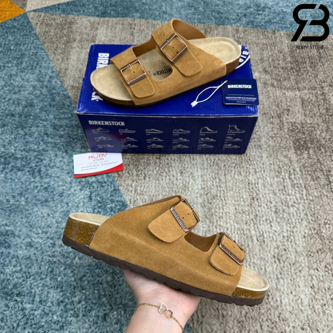 Dép Birkenstock Arizona Soft Footbed Brown Màu Nâu