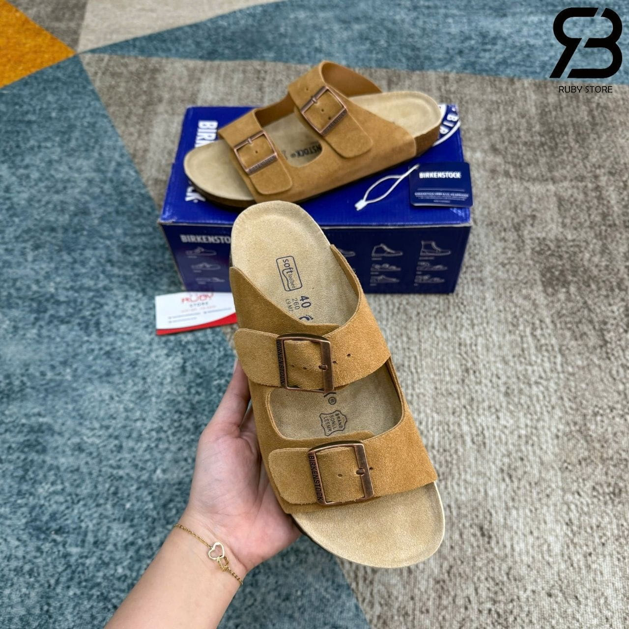 Dép Birkenstock Arizona Soft Footbed Brown Màu Nâu