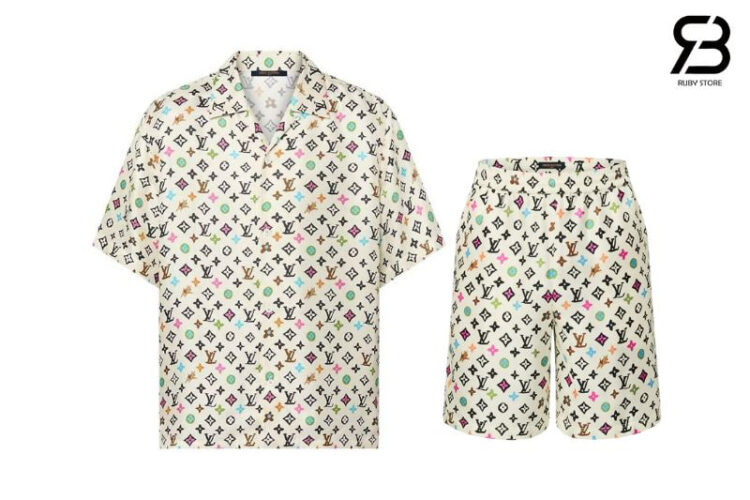 [Full Set] Bộ LV Tyler Shirt and Shorts Monogram Craggy Vanilla