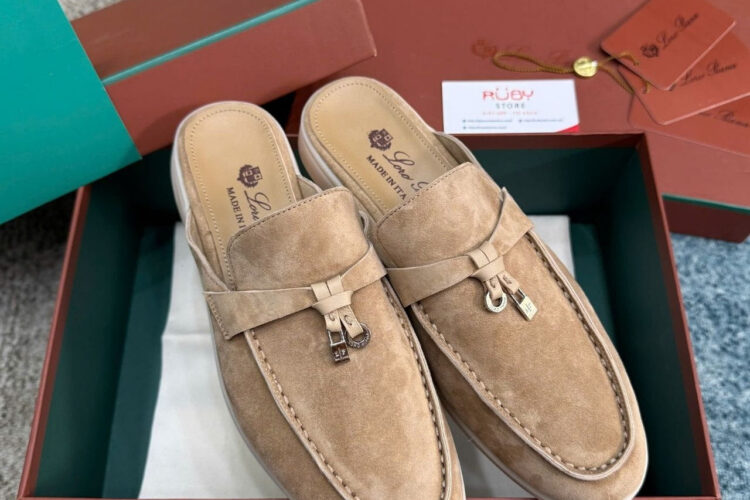 Giày Loro Piana Charms Walk Babouche Loafer Brown Màu Nâu