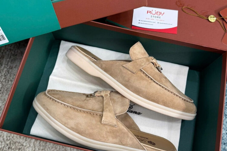 Giày Loro Piana Charms Walk Babouche Loafer Brown Màu Nâu