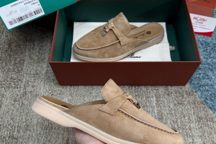 Giày Loro Piana Charms Walk Babouche Loafer Brown Màu Nâu