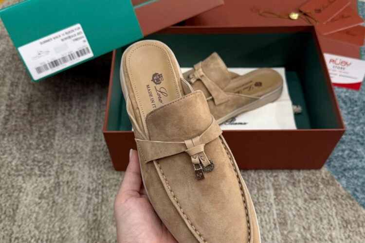 Giày Loro Piana Charms Walk Babouche Loafer Brown Màu Nâu