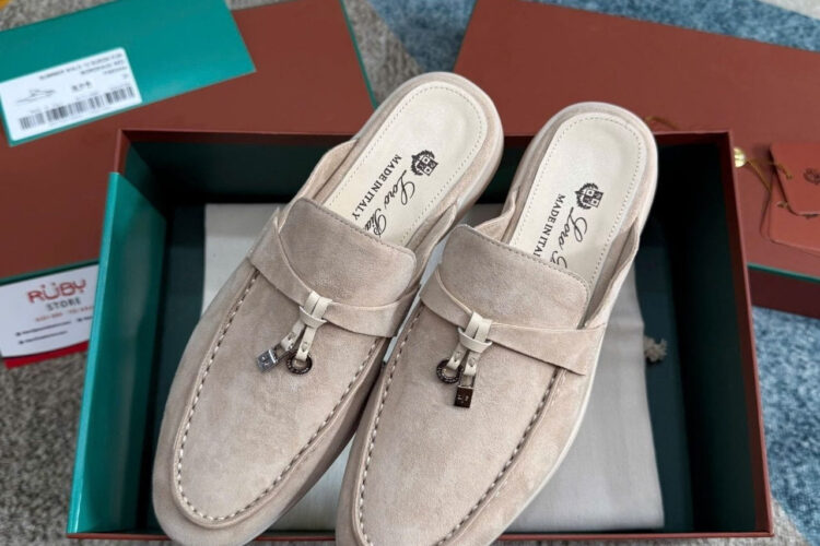 Giày Loro Piana Charms Walk Babouche Loafer Cream Màu Kem
