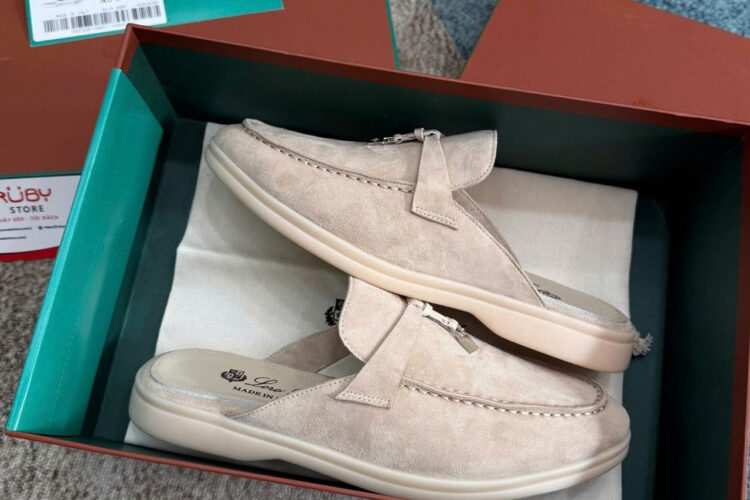 Giày Loro Piana Charms Walk Babouche Loafer Cream Màu Kem