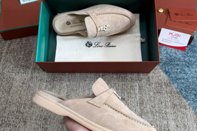Giày Loro Piana Charms Walk Babouche Loafer Cream Màu Kem