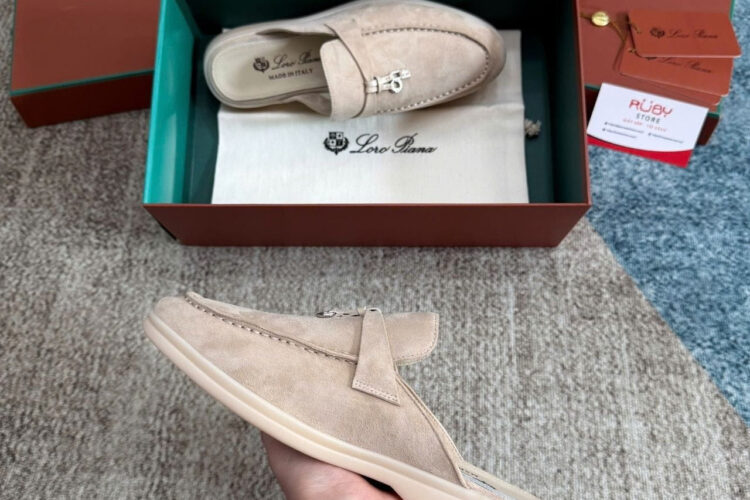 Giày Loro Piana Charms Walk Babouche Loafer Cream Màu Kem