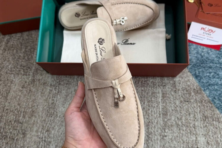 Giày Loro Piana Charms Walk Babouche Loafer Cream Màu Kem