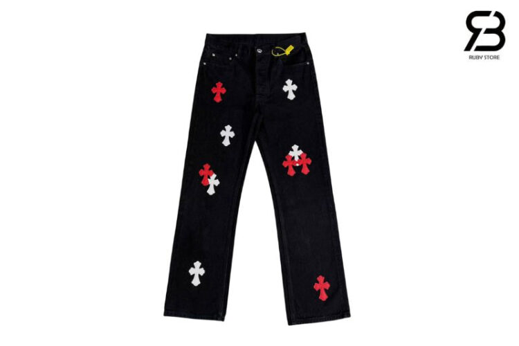 Quần Jean Chrome Hearts Black White Red Logo Đen Logo Trắng Đỏ