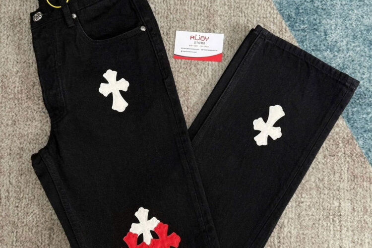 Quần Jean Chrome Hearts Black White Red Logo Đen Logo Trắng Đỏ