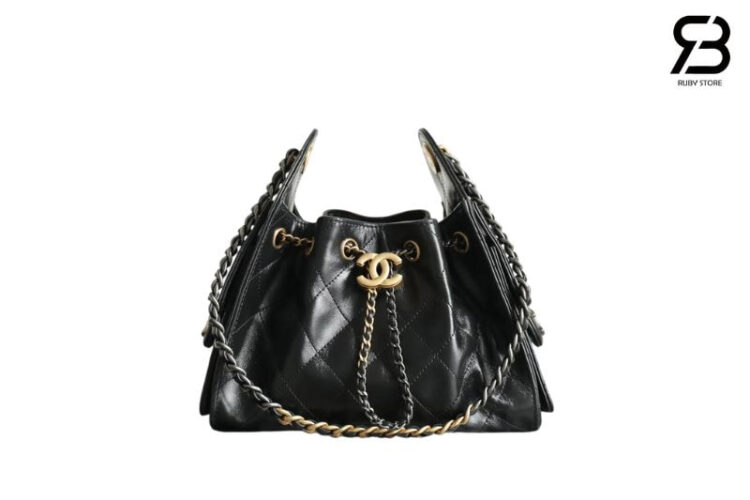 Túi CN 25 Mini Hobo Handbag Black Calfskin Màu Đen