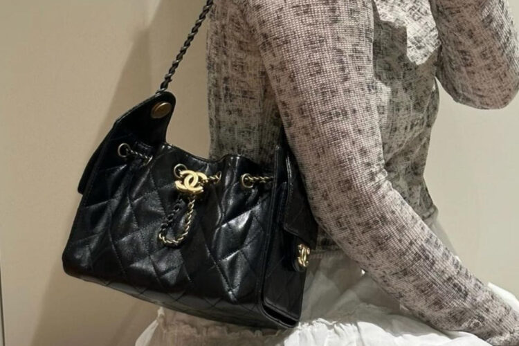Túi CN 25 Mini Hobo Handbag Black Calfskin Màu Đen