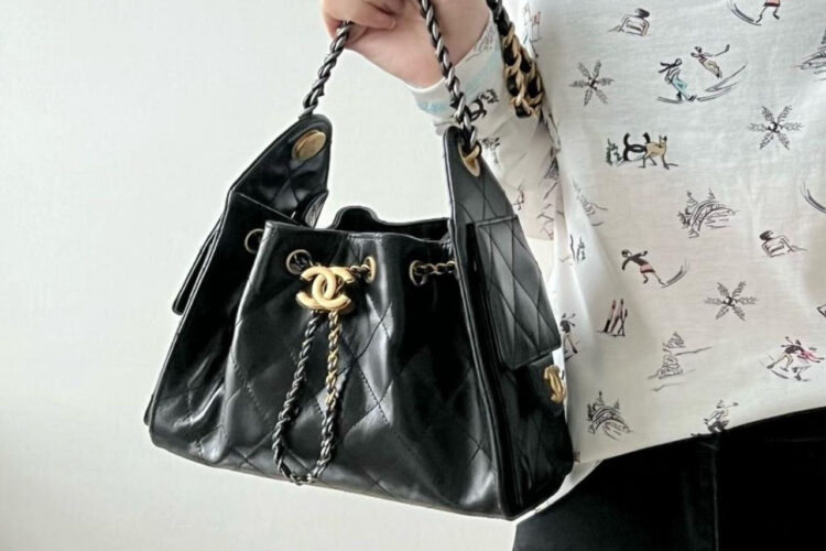Túi CN 25 Mini Hobo Handbag Black Calfskin Màu Đen