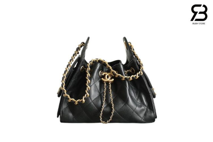 Túi CN 25 Mini Hobo Handbag Black Caviar Màu Đen Best Pháp