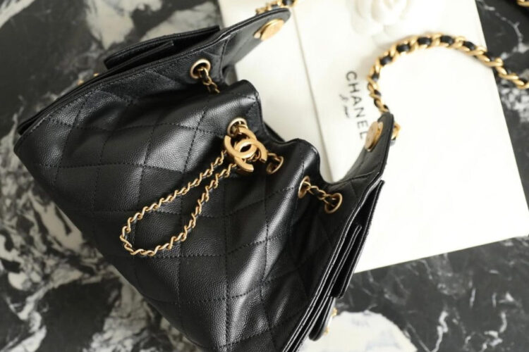 Túi CN 25 Mini Hobo Handbag Black Caviar Màu Đen Best Pháp