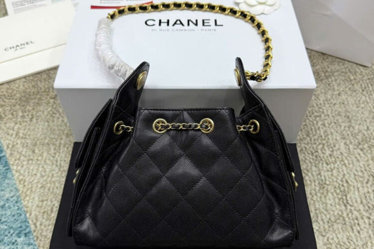 Túi CN 25 Mini Hobo Handbag Black Caviar Màu đen Best Pháp