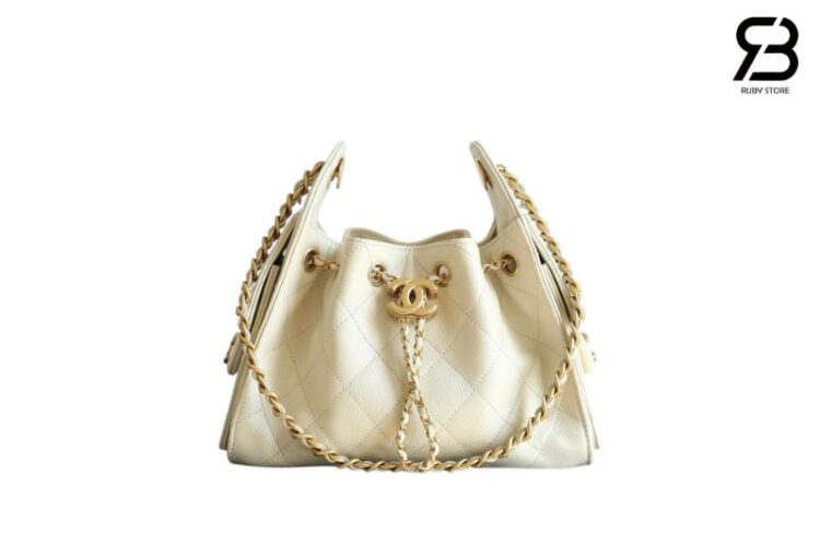 Túi CN 25 Mini Hobo Handbag Cream Caviar Màu Kem
