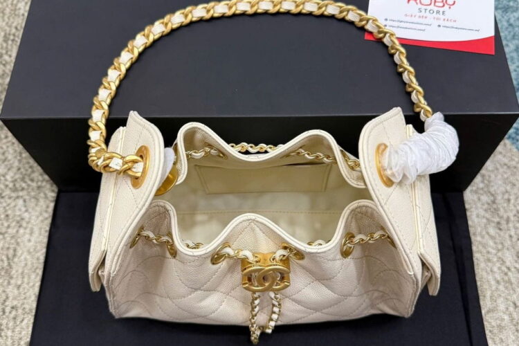 Túi CN 25 Mini Hobo Handbag Cream Caviar Màu Kem Best Pháp