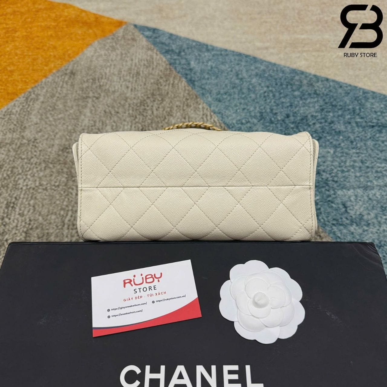 Túi CN 25 Mini Hobo Handbag Cream Caviar Màu Kem Best Pháp