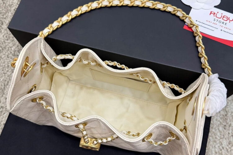 Túi CN 25 Mini Hobo Handbag Cream Caviar Màu Kem Best Pháp