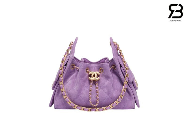 Túi CN 25 Mini Hobo Handbag Purple Suede Calfskin Màu Tím