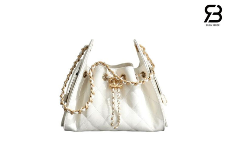 Túi CN 25 Mini Hobo Handbag White Caviar Màu Trắng
