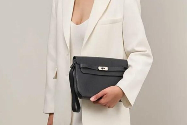 Túi Hermes Kelly Depeches 25 Pouch Noir Epsom PHW Màu đen