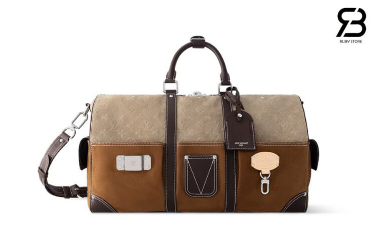 Túi LV Keepall Bandoulière 50 Pharrell Williams M26127 Tan Brown Suede