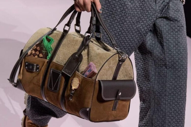 Túi LV Keepall Bandoulière 50 Pharrell Williams M26127 Tan Brown Suede