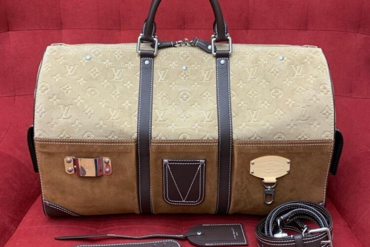 Túi LV Keepall Bandoulière 50 Pharrell Williams M26127 Tan Brown Suede
