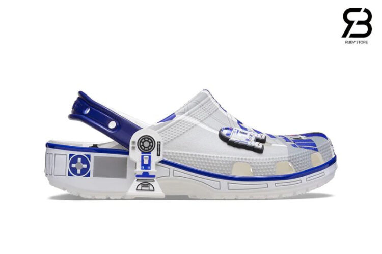 Dép Crocs Star Wars R2D2 White Blue Classic Clog Trắng Xanh Dương